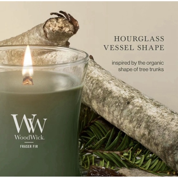 Woodwick Other - WoodWick Medium Hourglass Fraser Fir Jar Candle 9.7oz Crackling Wood Wick Brand